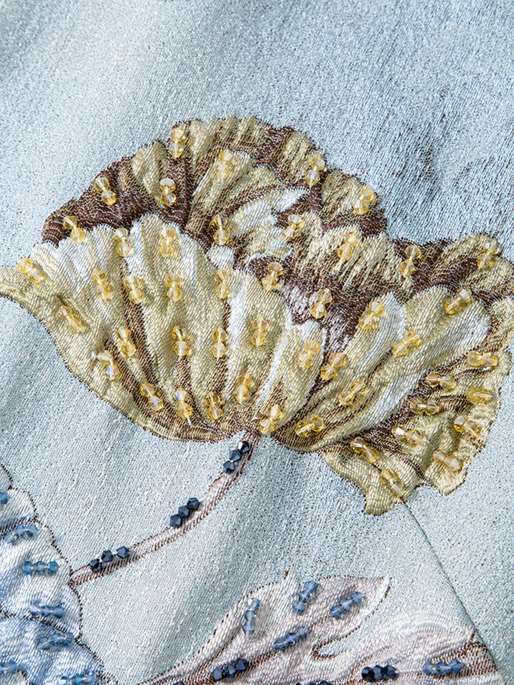 Luxury 3D-Beaded Floral Embroidery Dress