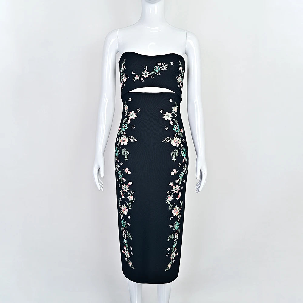 Stylish Hollow Flowered Midi Dress