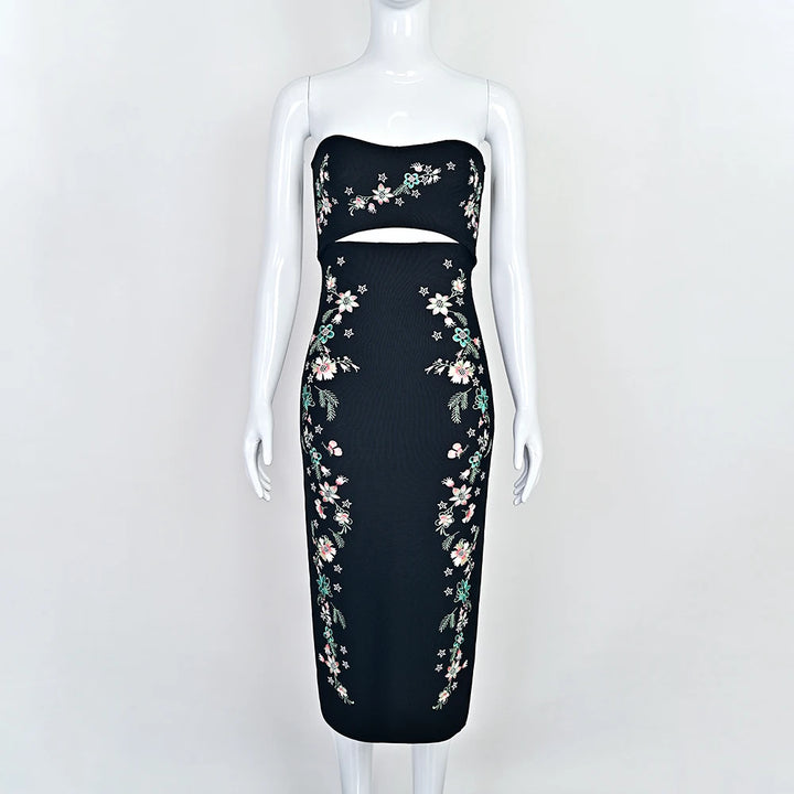 Stylish Hollow Flowered Midi Dress