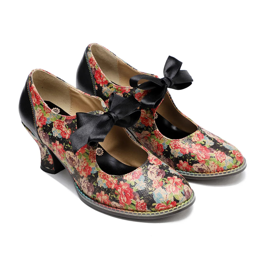 Classic Floral Bow Lace Pumps