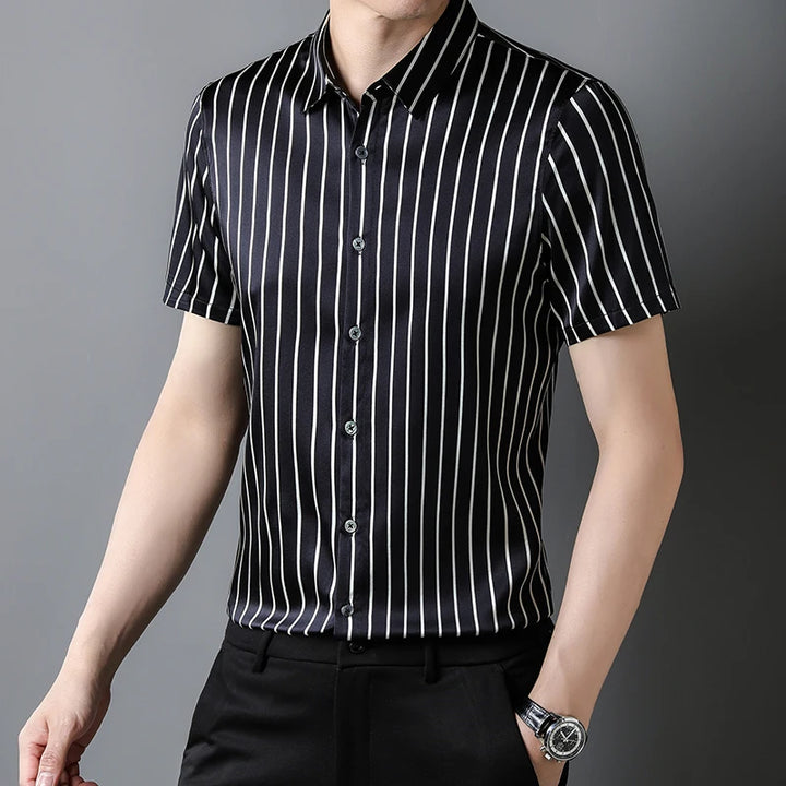 Classic Striped Real Silk Shirts