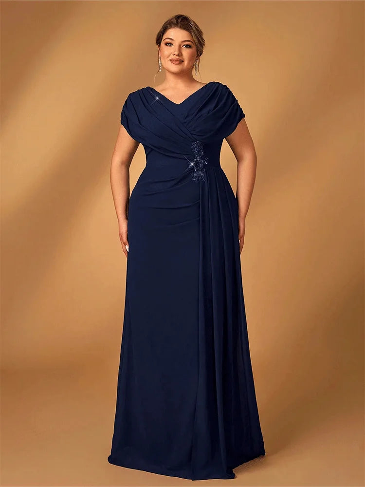 Shiny Chiffon Plus Size Women's Evening Gown
