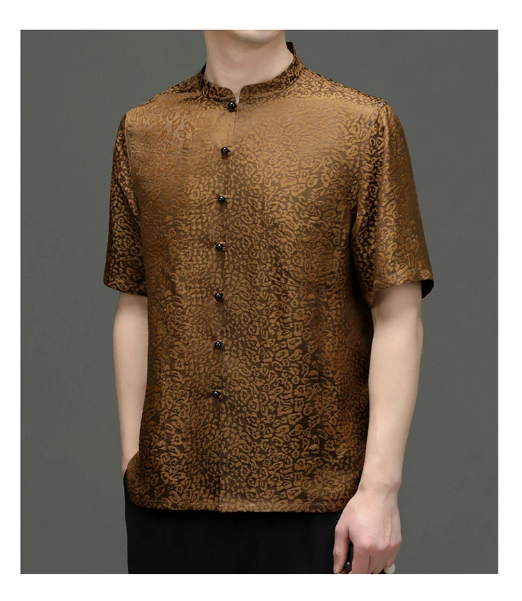 Elegant Short Sleeved Silk Shirt