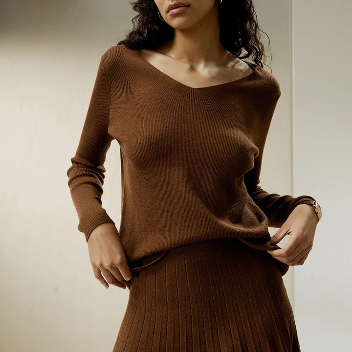 Drop-Shoulder Pullover Wool Sweater