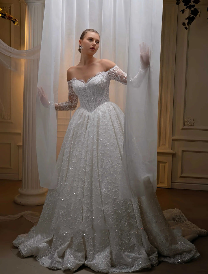 Sweet Off Shoulder Wedding Ball Gown