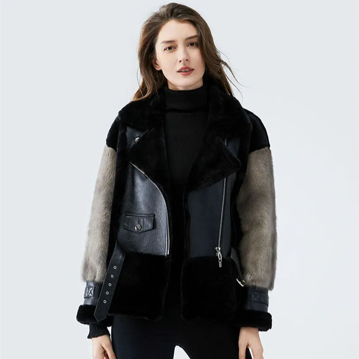 Real Sheepskin Women's Fur Coat