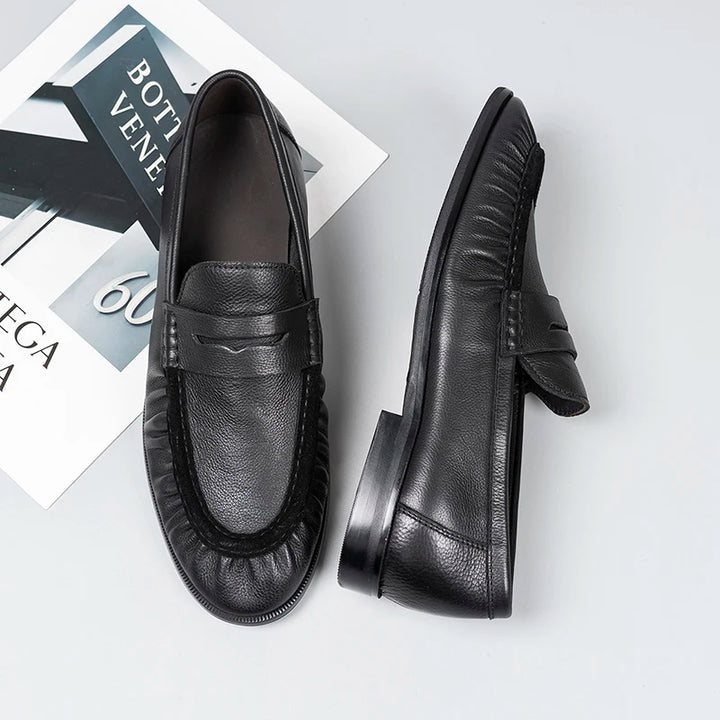 Handsome Soft Pleated Penny Loafers