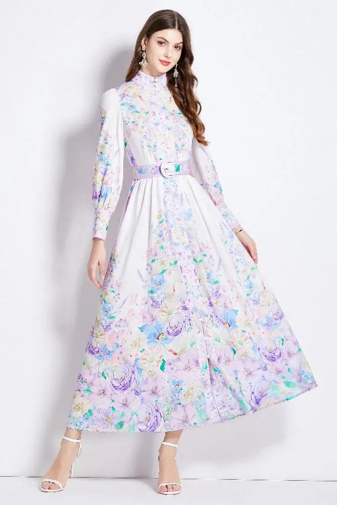 Casual Chic Floral Print Evening Dress