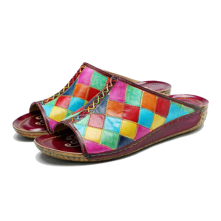 Stunning Contrasting Plaid Flat Slippers