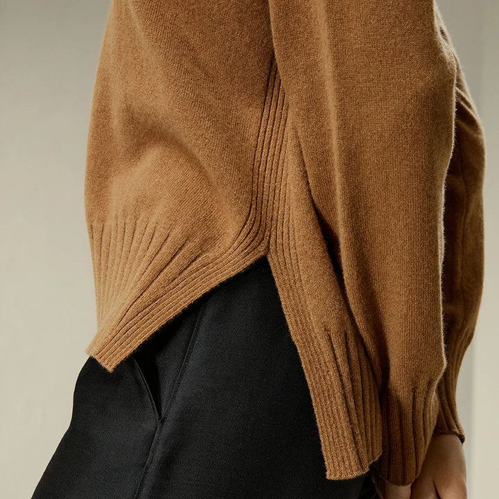 Crew Neck Side Slit Sweater