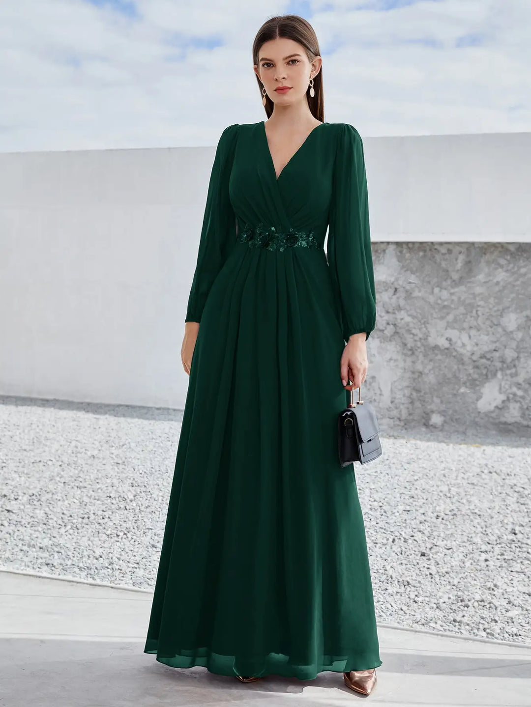 beaded chiffon bridesmaid dresses Refined Beaded Chiffon Bridesmaid Gown