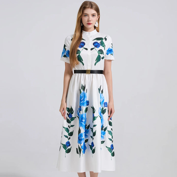 Modern Stand Collar Holiday Dress