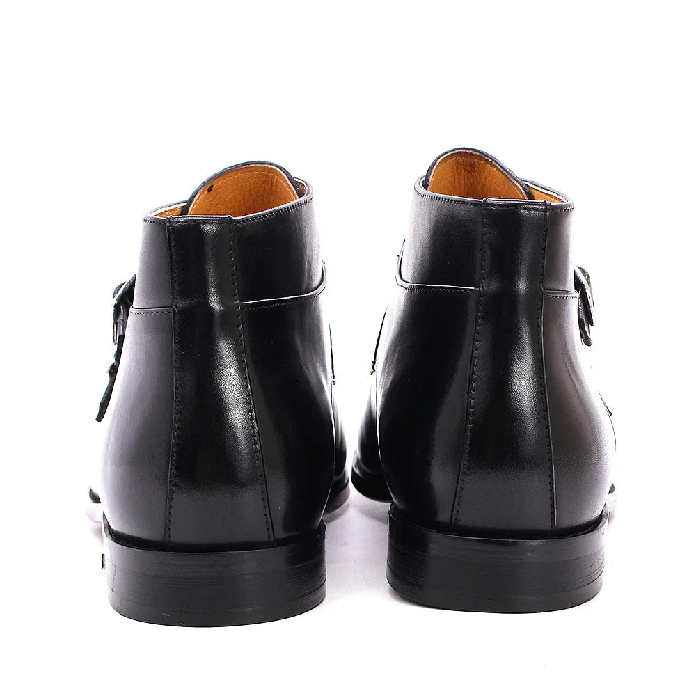Premium Double Monk Straps Leather Boots