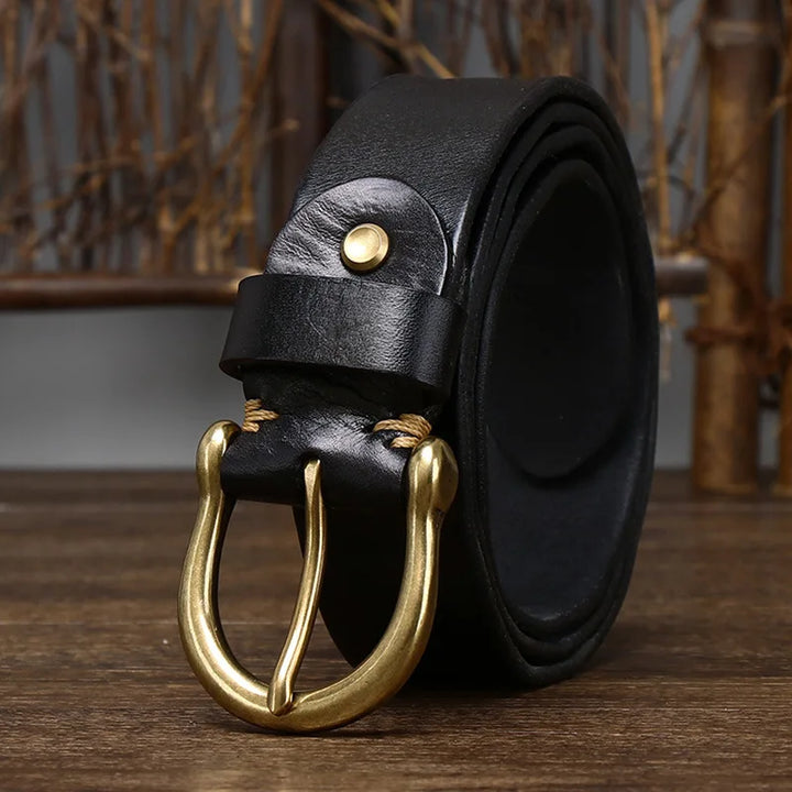 Stylish Horseshoe Buckle Leather Belt