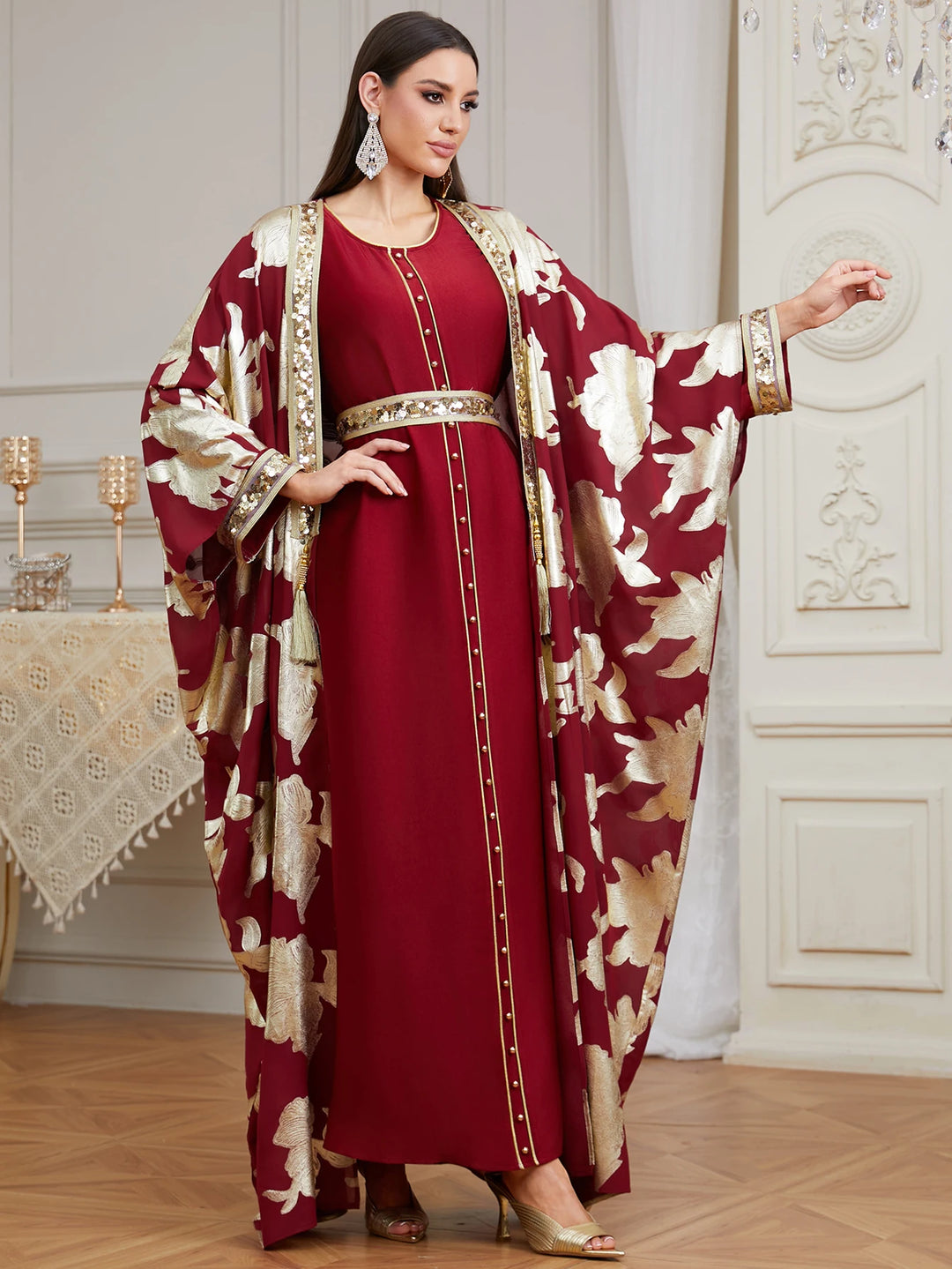 Luxury Two-Piece Maxi Abaya Dress