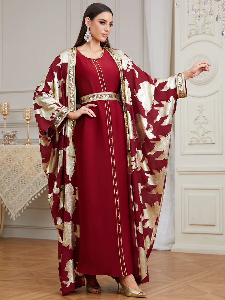 Luxury Two-Piece Maxi Abaya Dress