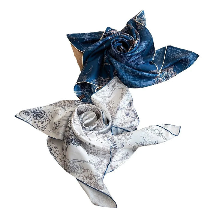Chinese Style Mulberry Silk Square Scarf