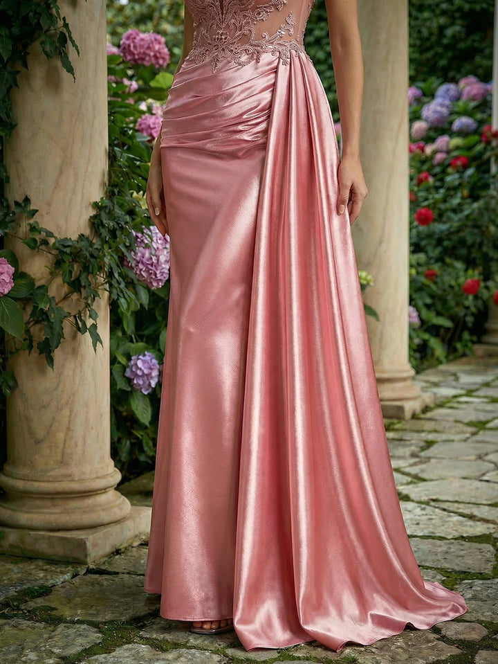 Stunning Embroidered High Slit Prom Dress