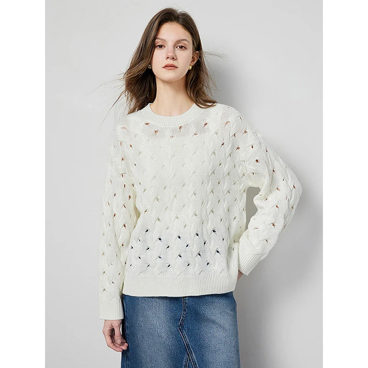 Hollow Out Knit Pullover Tops