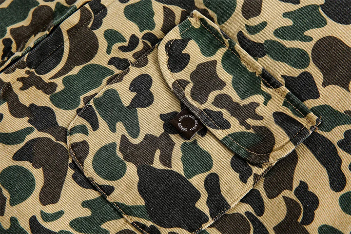 Camouflage Spliced Lapel Cargo Jacket