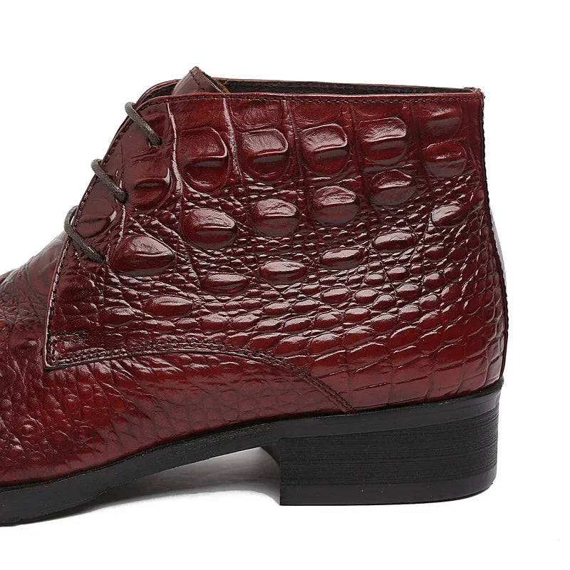 Vintage Crocodile Grain Leather Boots