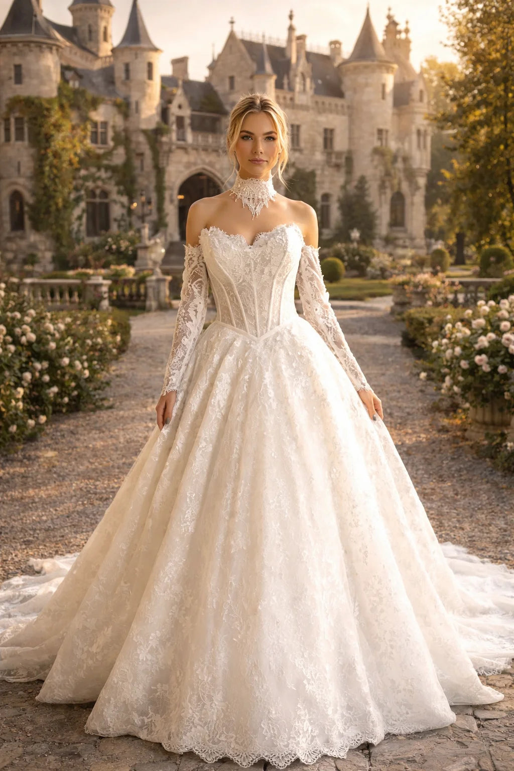 Luxury Off Shoulder Bridal Couture