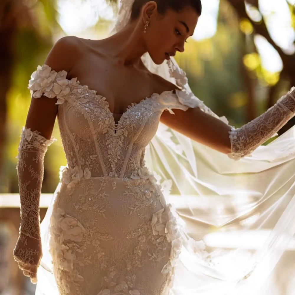 Captivating 3D Floral Beaded Bridal Gown