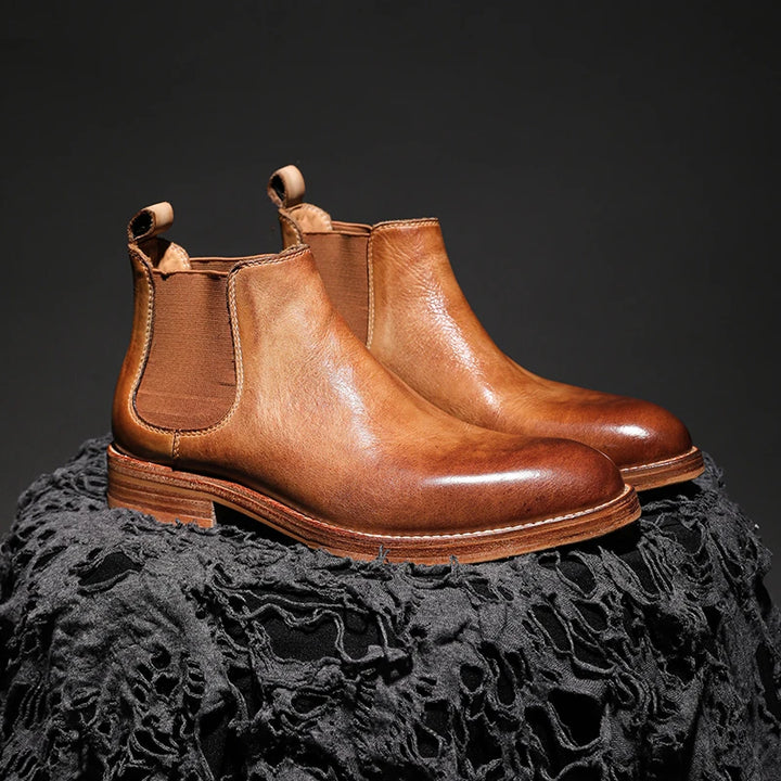 Classic Point-Toe Leather Chelsea Boots