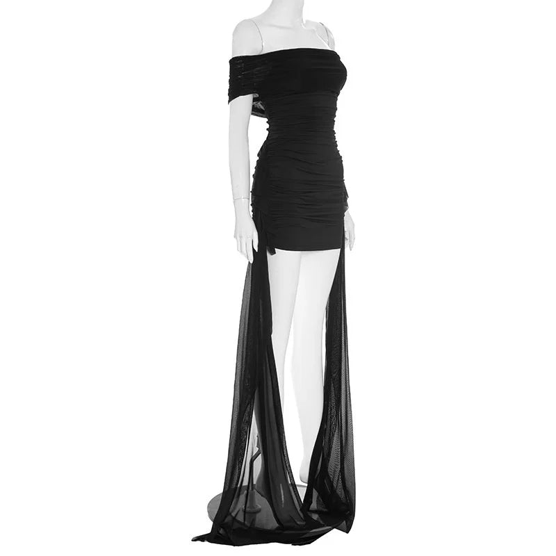 Regal Strapless Draped Ruched Mini Dress