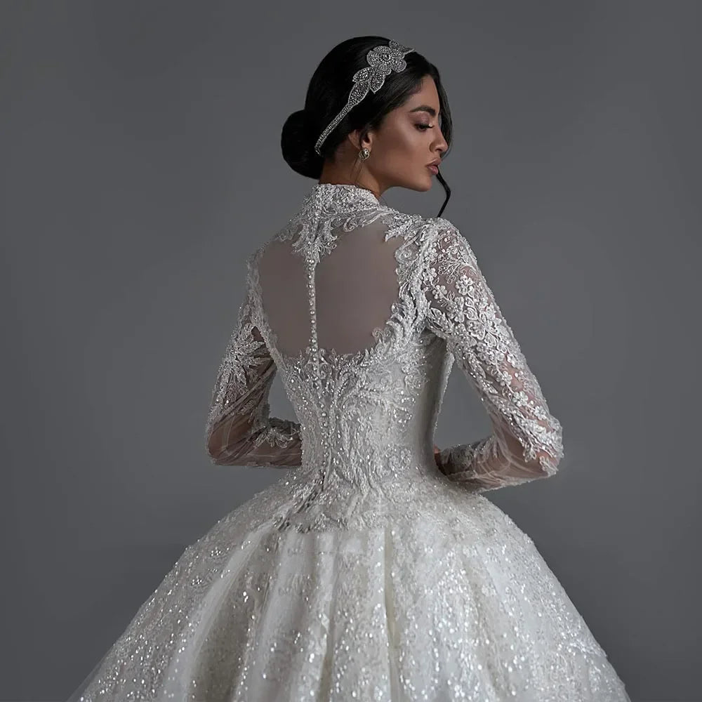 Modern Bead Decals Bridal Dress