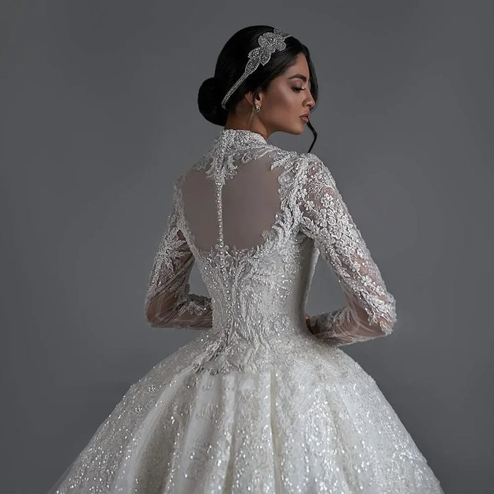 Modern Bead Decals Bridal Dress