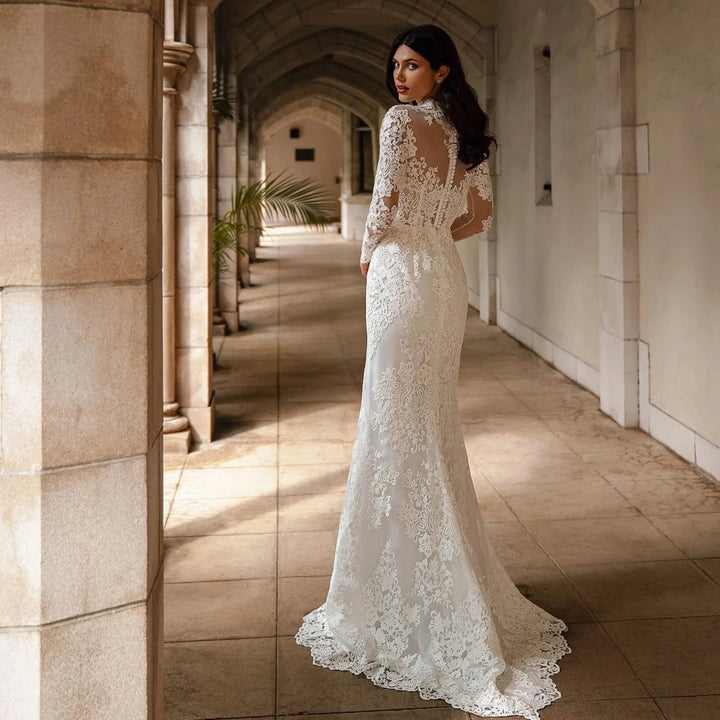 Exquisite High Collar Modest Wedding Dress