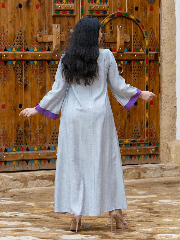Embroidered Long-Sleeved Abaya Dress