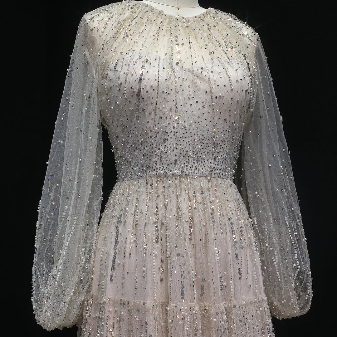 Delightful Ruffles Arabic A-Line Gown