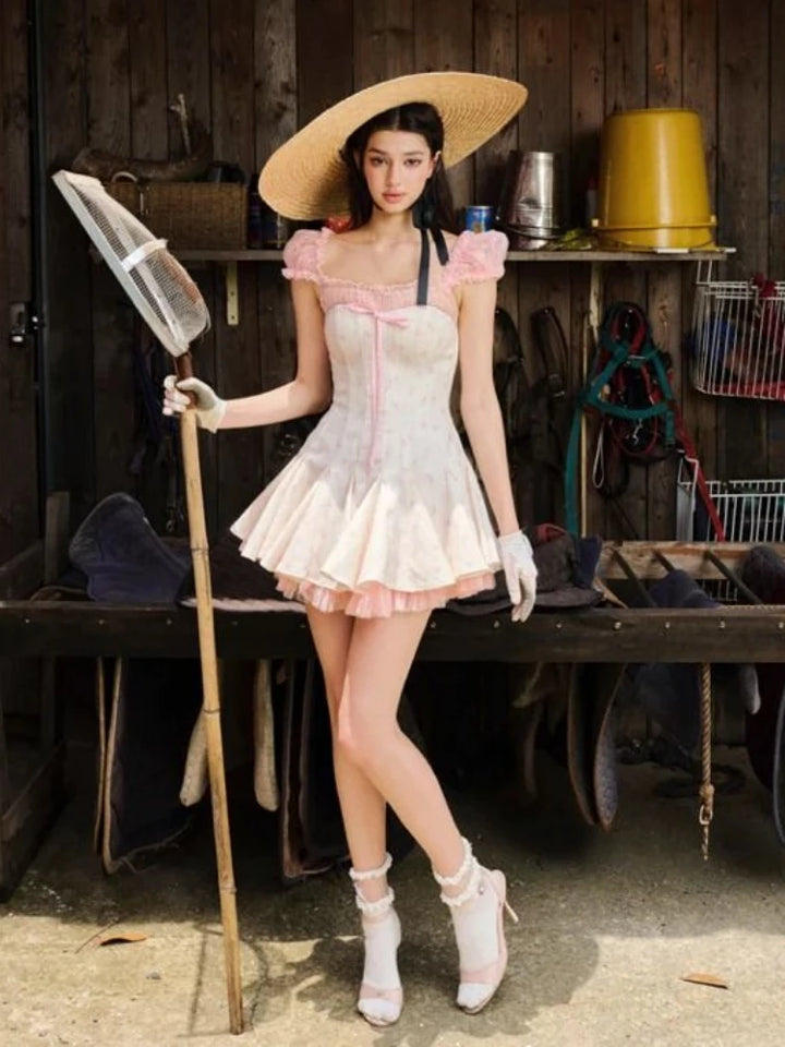 Luxurious Puff Short Sleeves Mini Dress