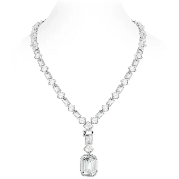 Lovely Synthetic Zircon Emerald Cut Pendant Necklace