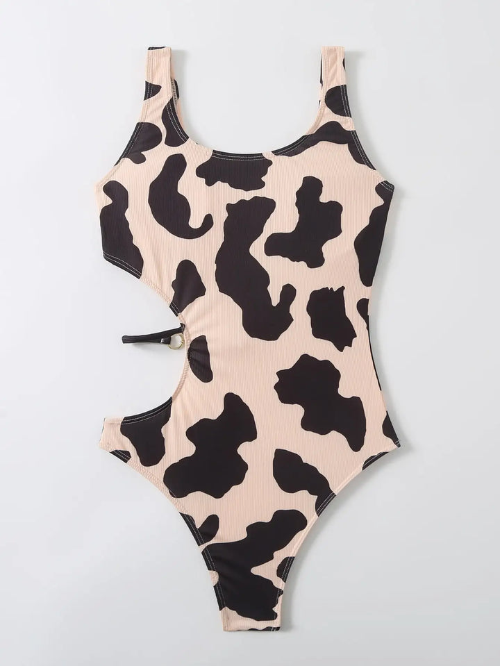 Rib Cut-out One Piece Swimsuit