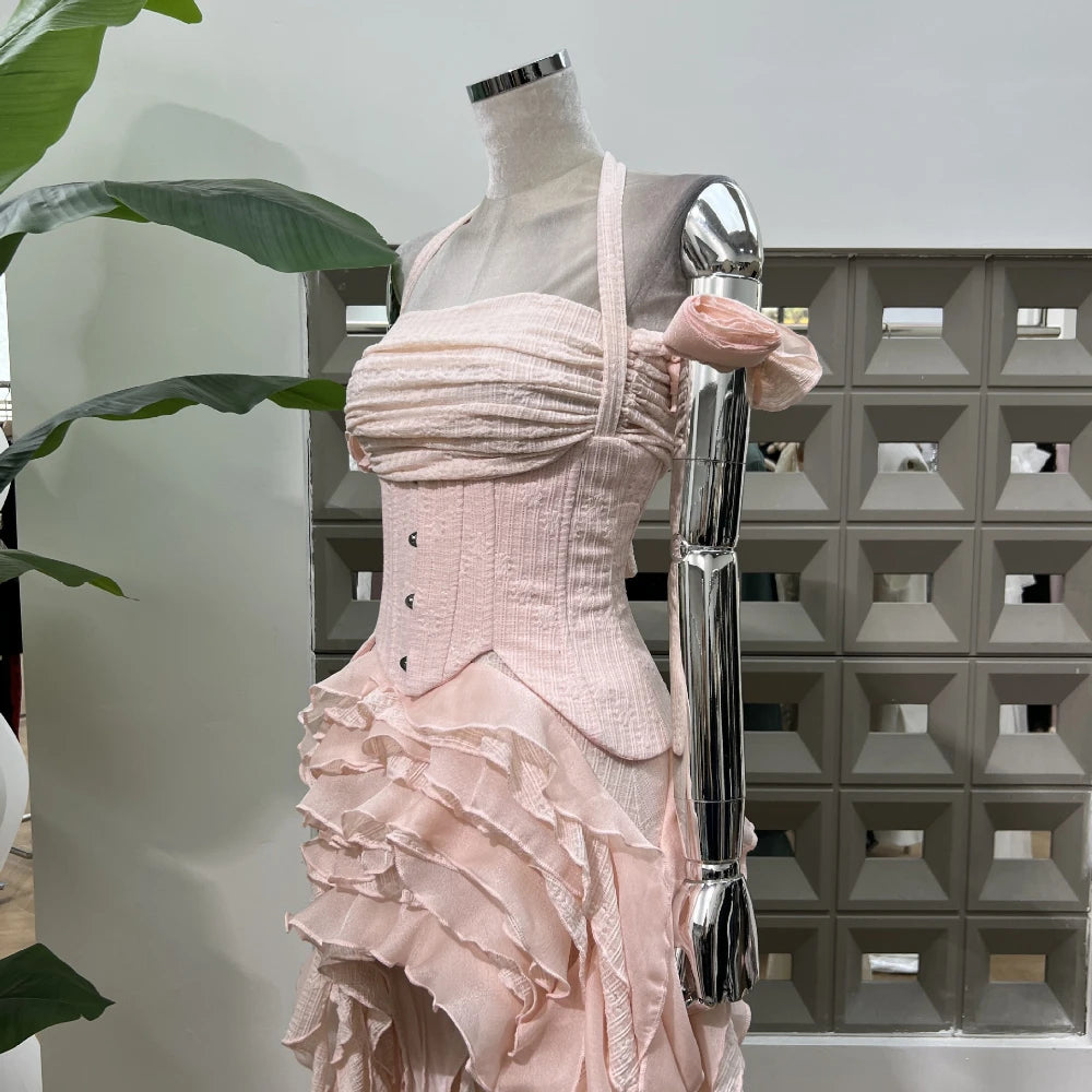 Classic Flower Ruffle Two-Pieces Dress