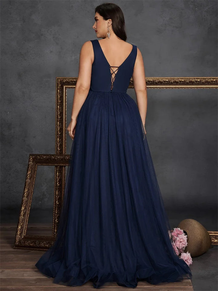 Elegant Sequin Plus Size Evening Gown