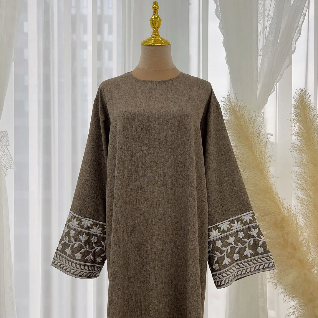 Simple Turkish Embroidered Abaya Dress