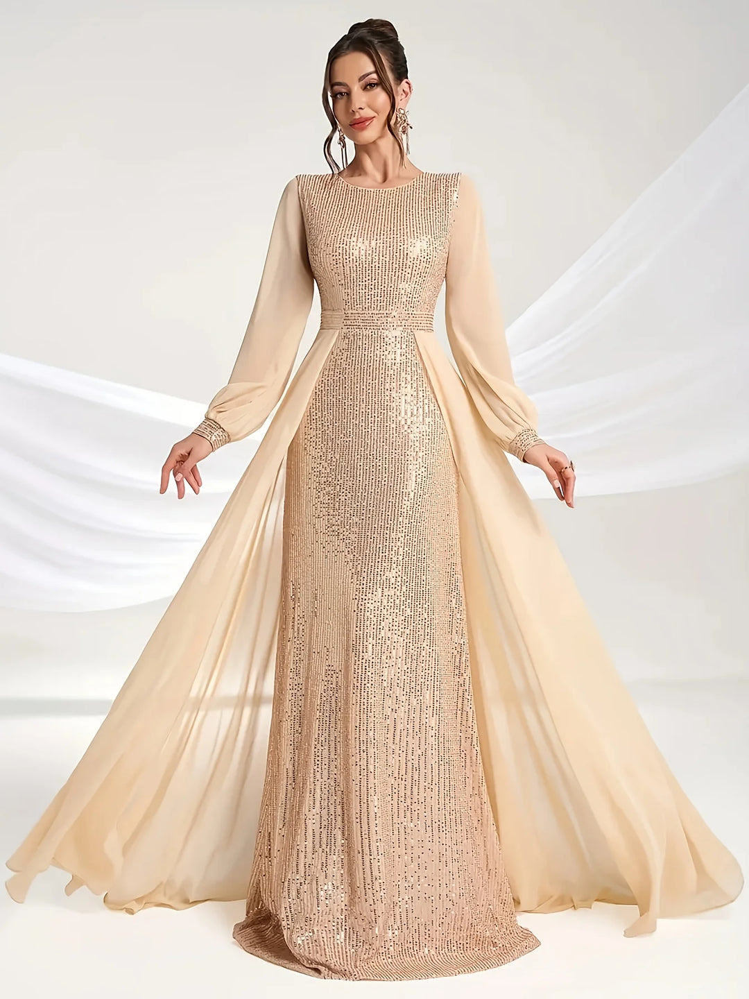 Charming Chiffon Paneled Evening Gown