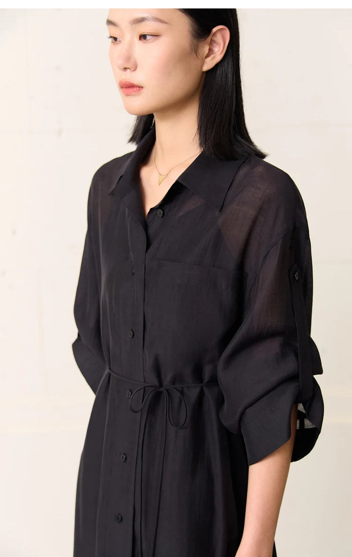 Minimalist Sheer Belt Shirt