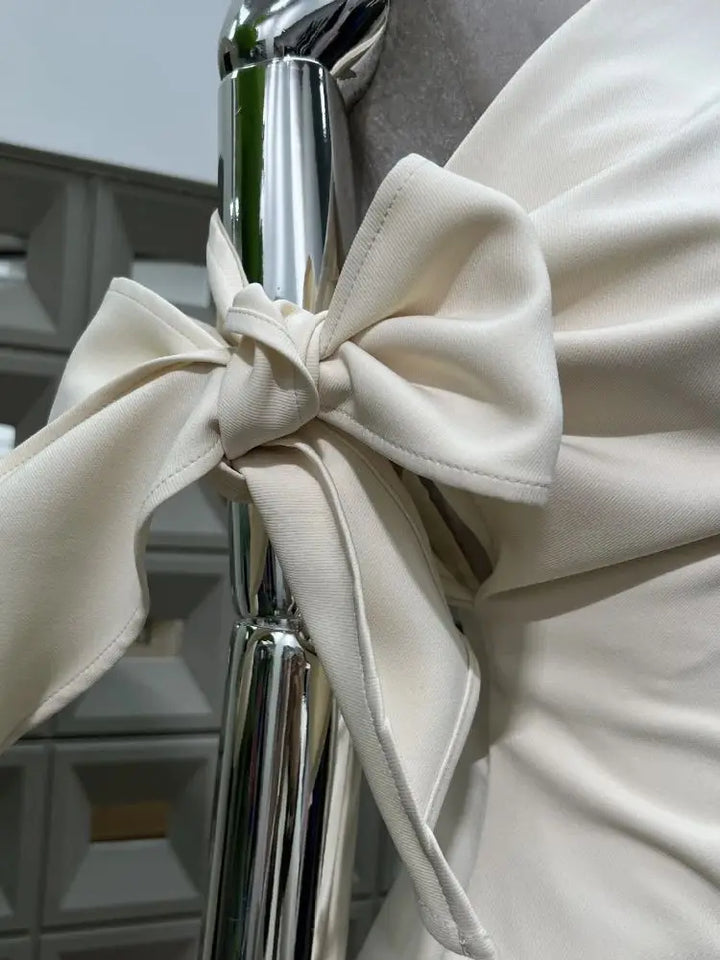 Refined Asymmetric Tie Bow Mini Dress