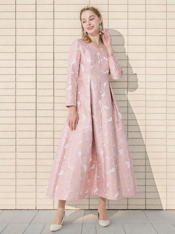 Vintage Jacquard Floral Maxi Dress