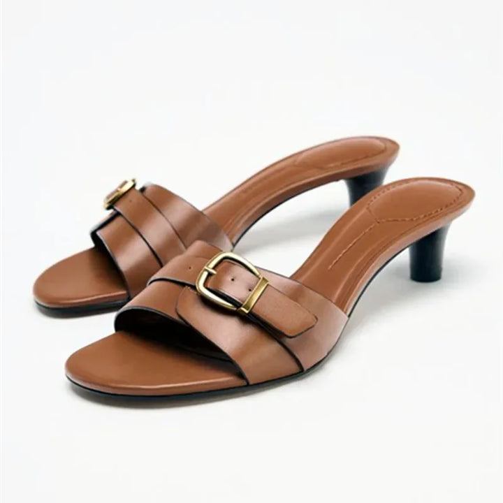 Classic Square Toe Low Heels Sandal