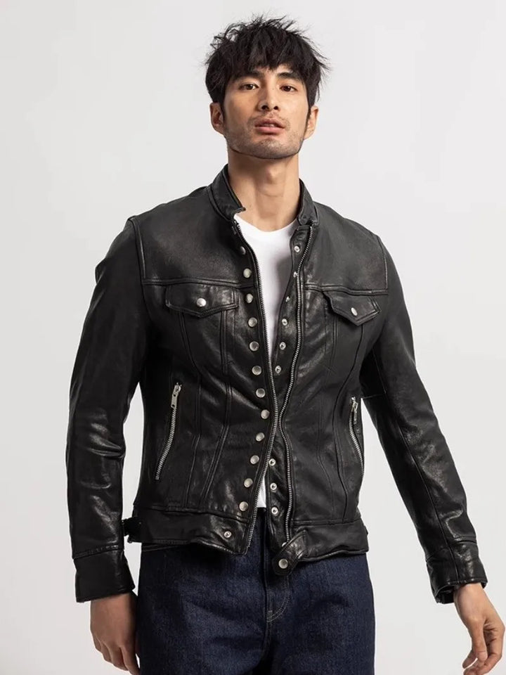 Stylish Punk Stand Collar Slim Biker Jacket