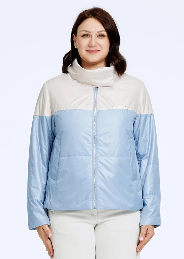 Contrast Color Plus Size Women's Parka Jacket