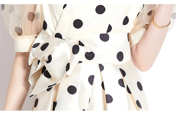 French Polka Dot A-Line Dress