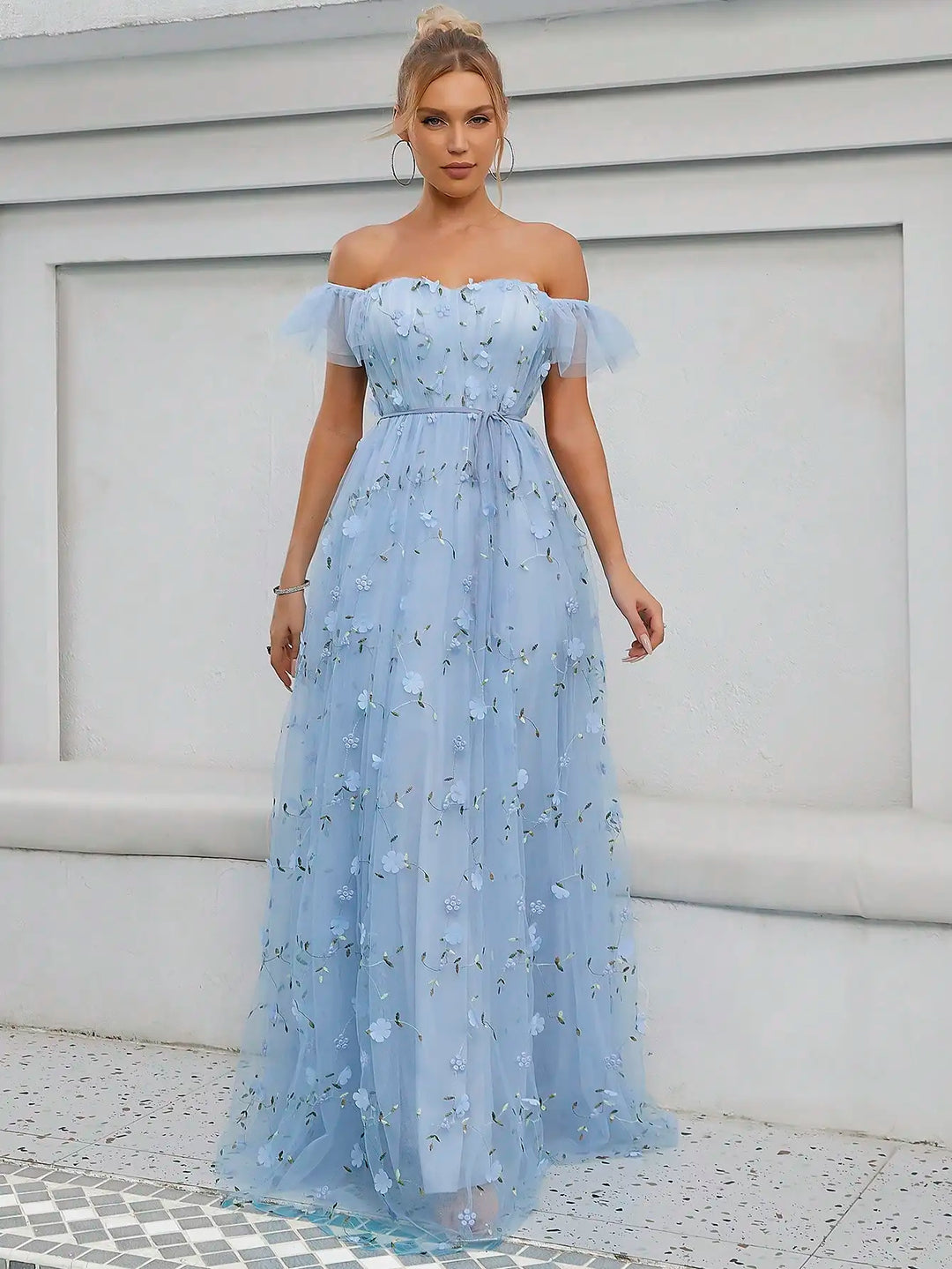 Line collar Three-dimensional Big Swing Dress