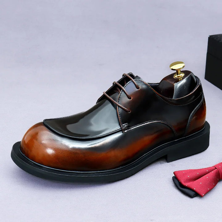 British Glossy Wide-Foot Derby Shoes